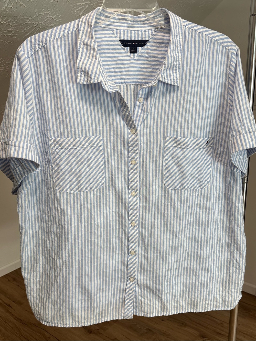 Tommy Hilfiger striped button down with rolled cuff sleeves size 3x